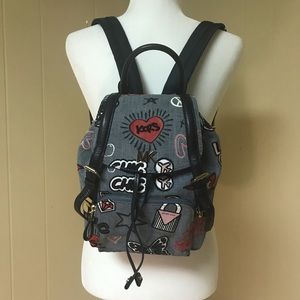 beacon small embroidered denim backpack